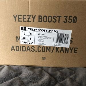 Size 9 Yeezy triple white v2 deadstock